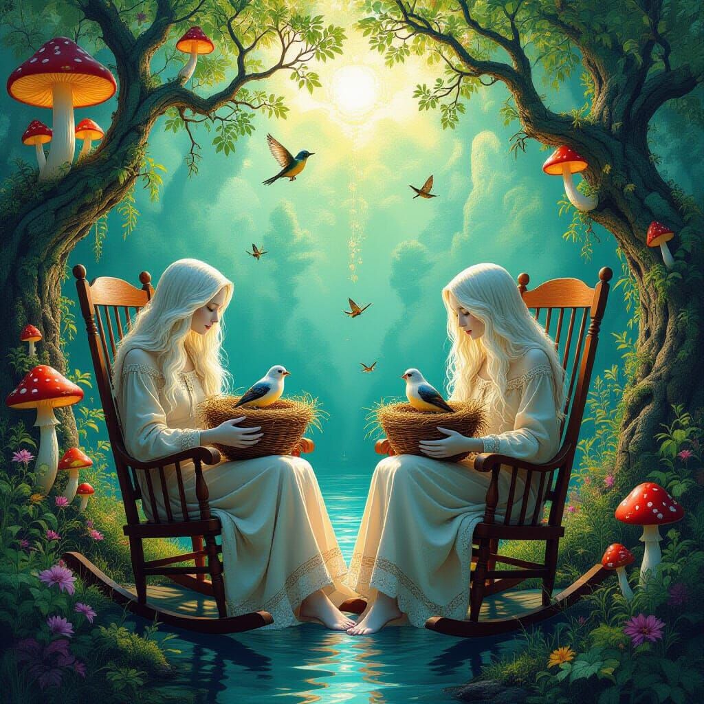 Ethereal Figures in Fantasy Plant Kingdom