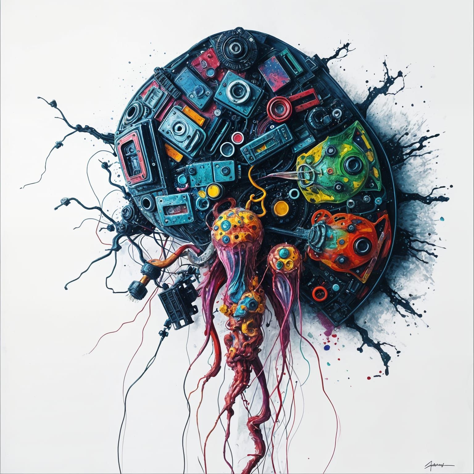 Bioluminescent Jellyfish Rorschach in Hyperrealistic Oil Pai...