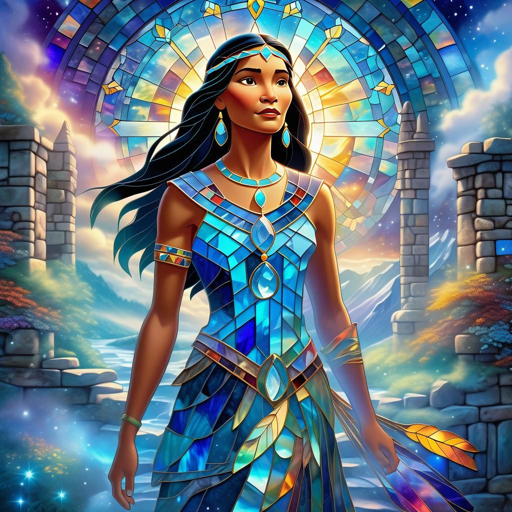 Pocahontas in stained glass