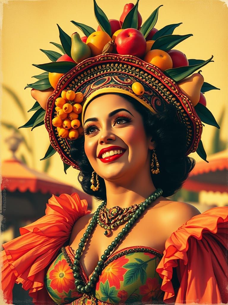 Carmen Miranda Vintage Poster in Retro Illustrative Style