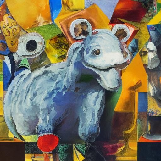 Mousesaurus Photobomb in Renaissance Portrait, Surreal Pop A...