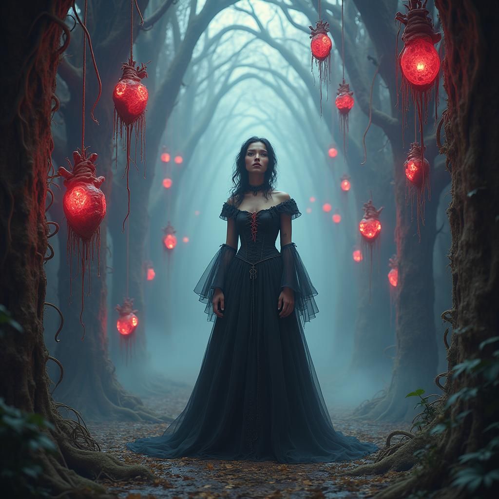 Ethereal Gothic Figure with Anatomical Organs