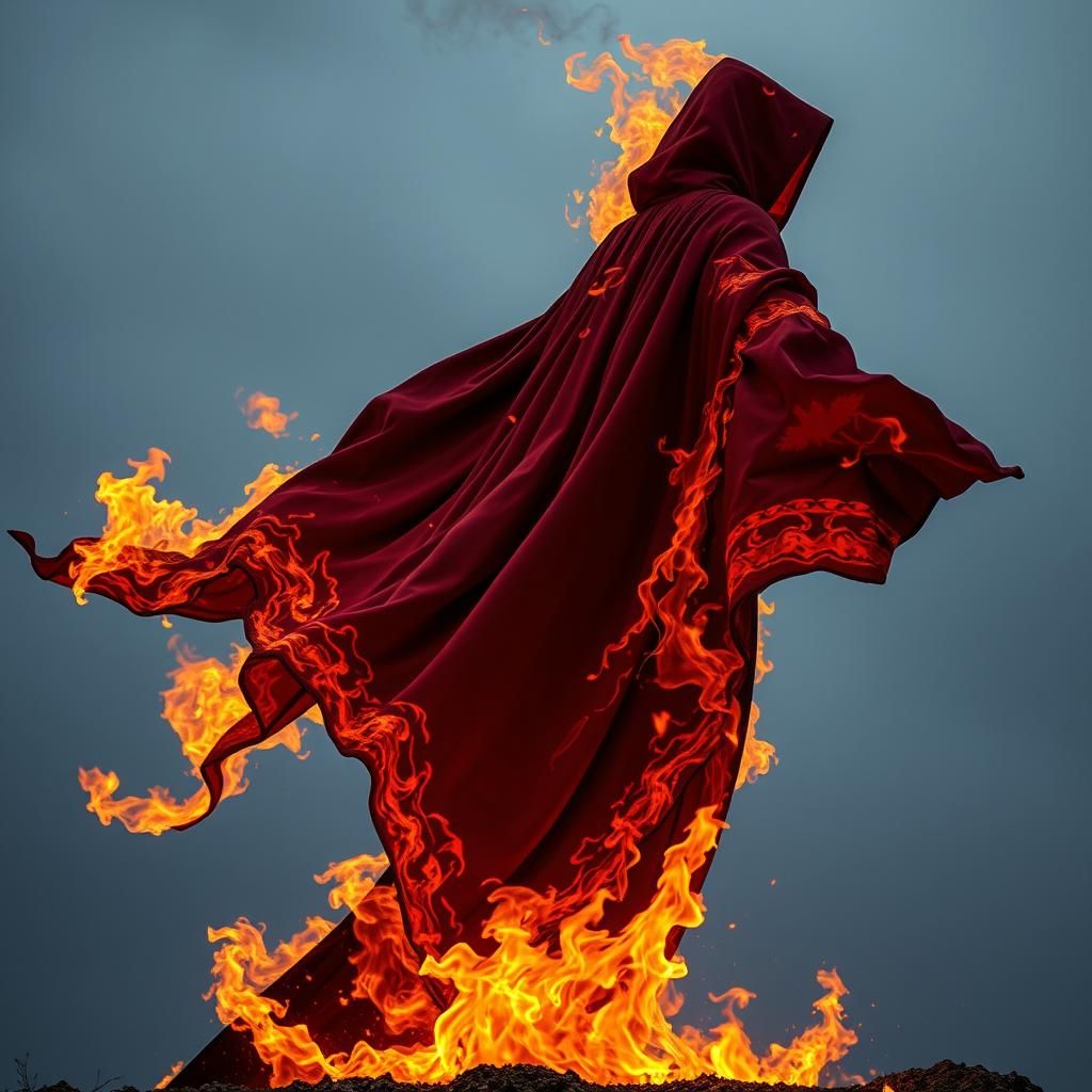Fiery Cloak: High Fashion Flame Design