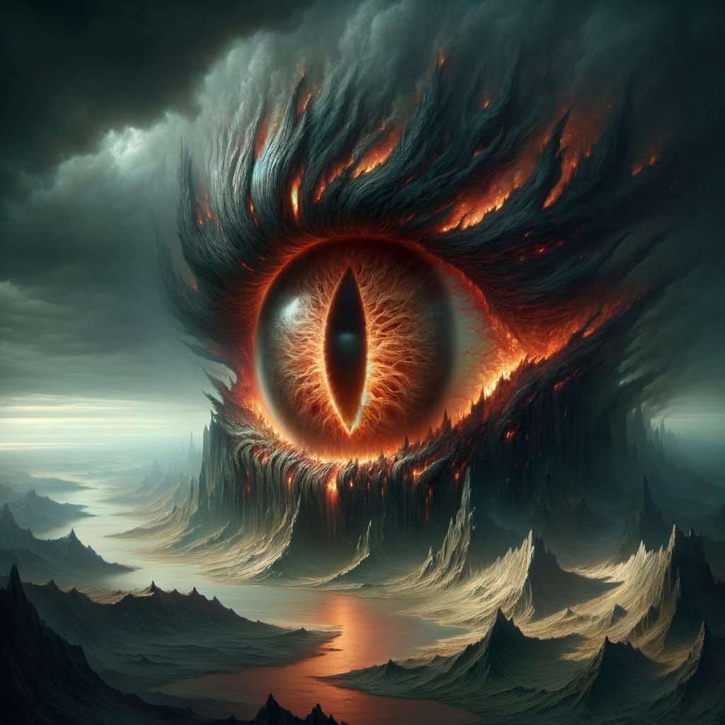 Colossal Flaming Eye Overlooking Land
