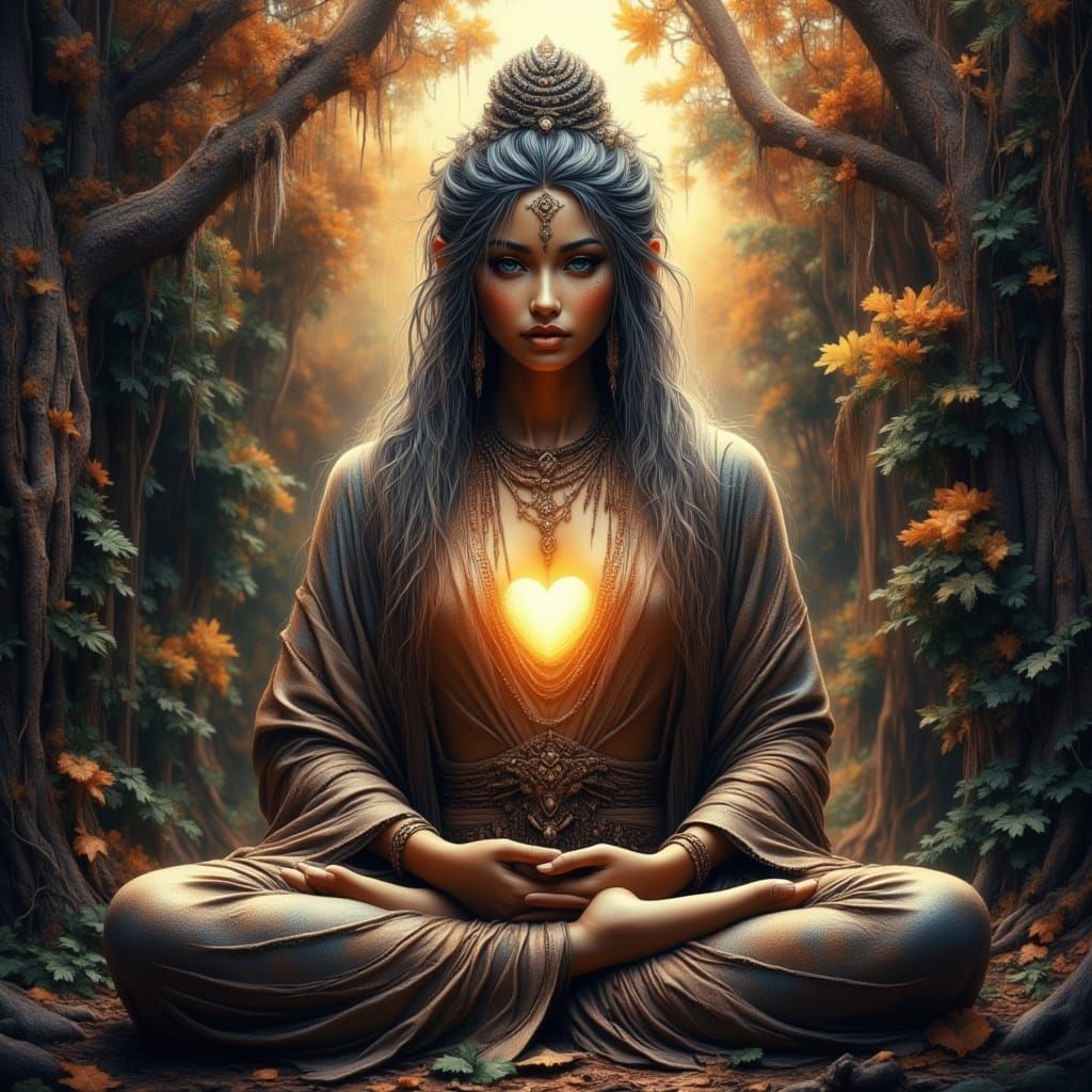 Meditating Buddha in Enchanted Forest