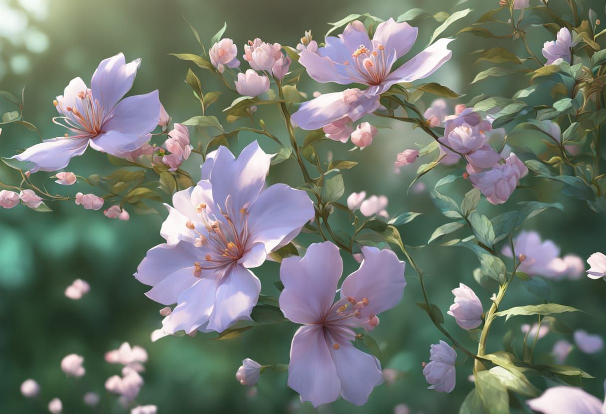 Anime Flowers and Foliage in 3D Art Style