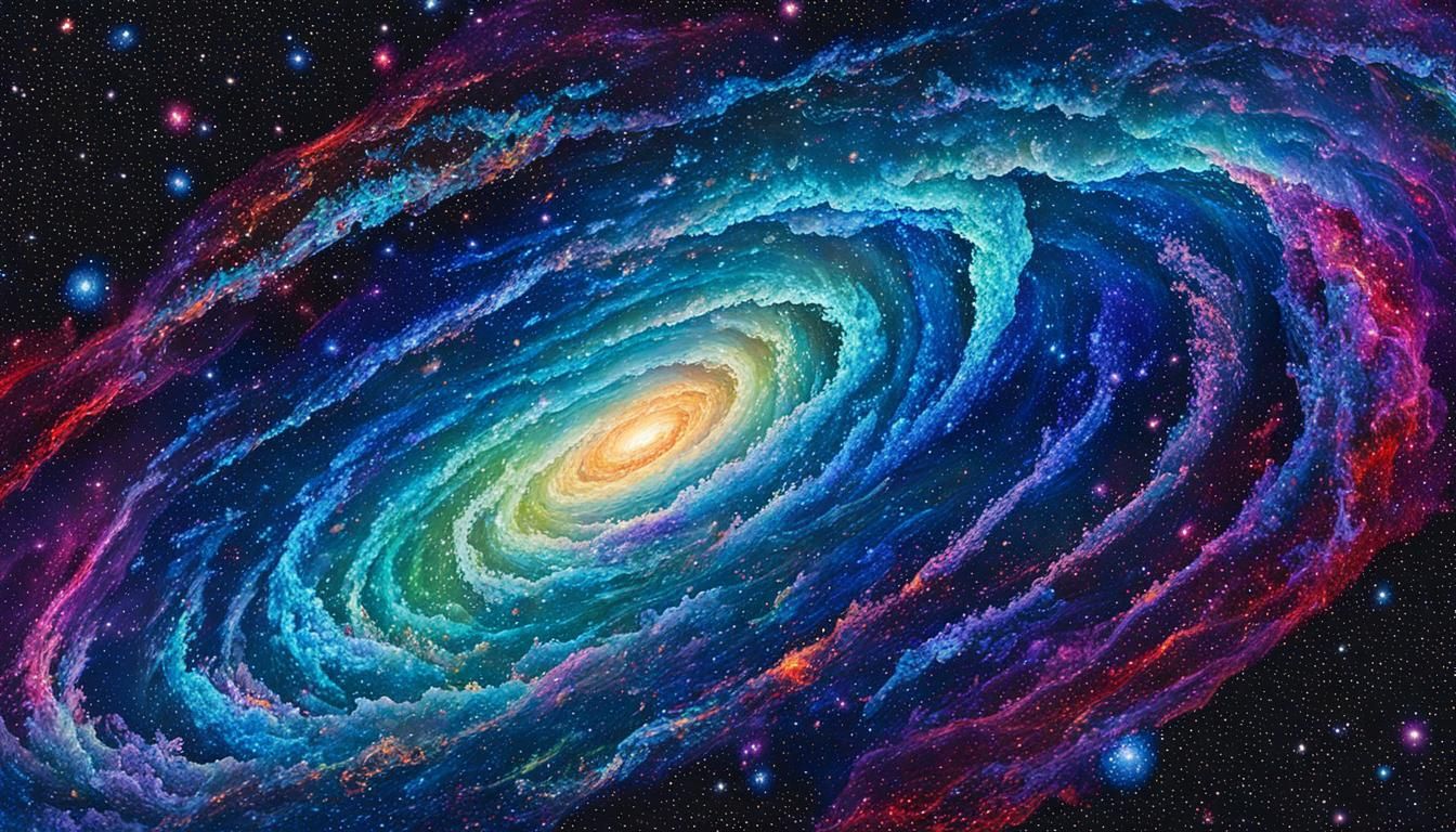 Vibrant Spiral Galaxy in Expressionist Impasto Style