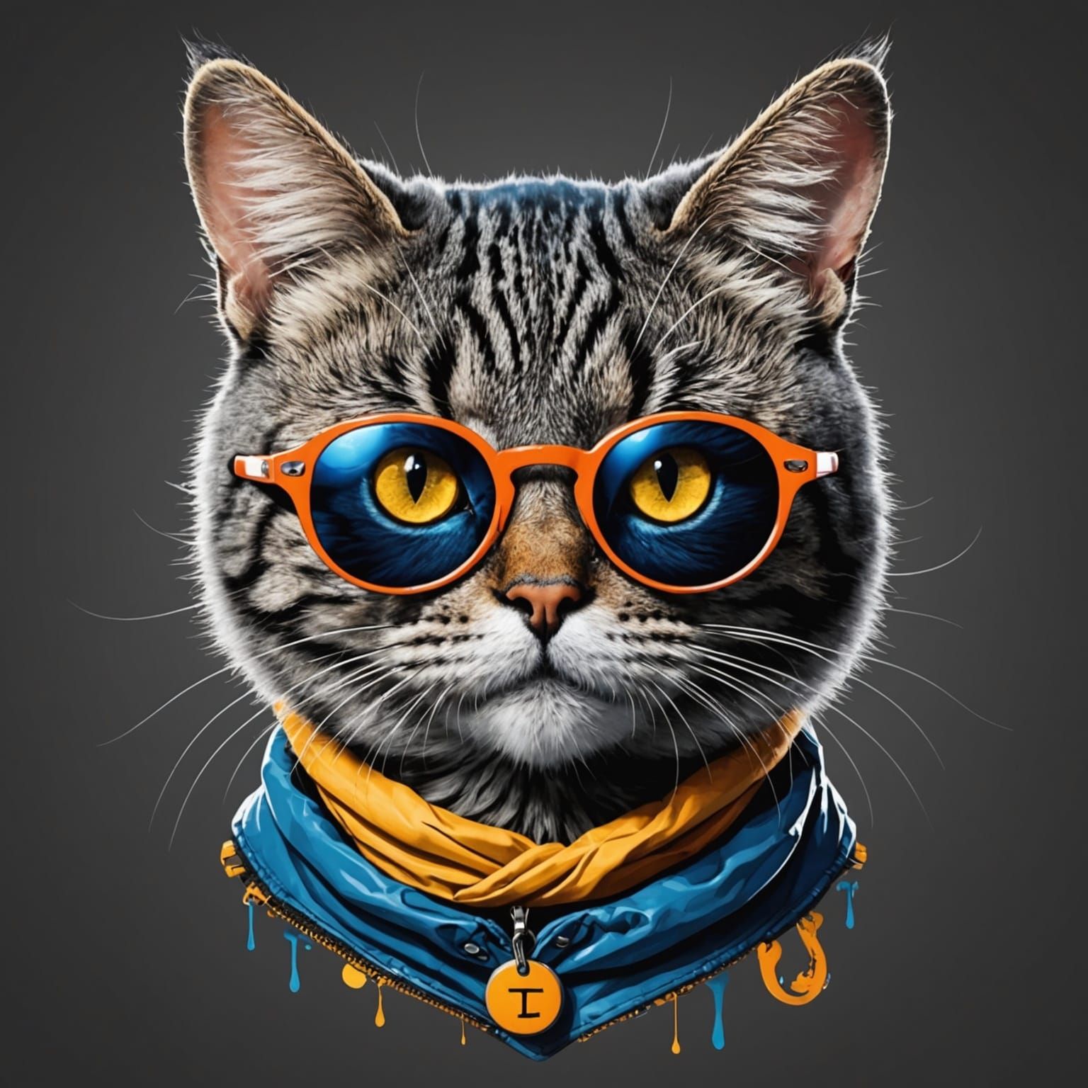 Crazy Cool Cat Character Portrait