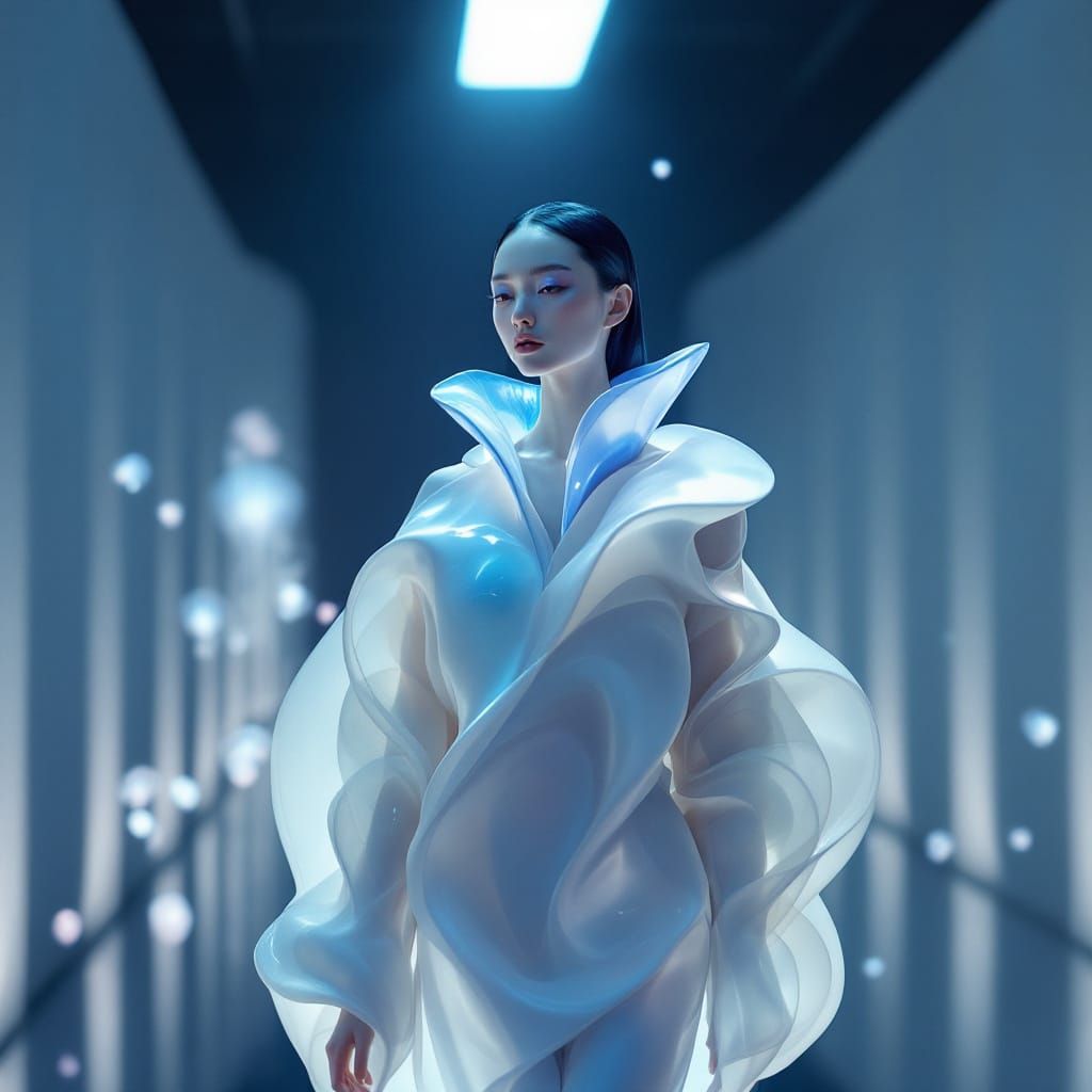 Avant-Garde Model in Lapras-Inspired Couture
