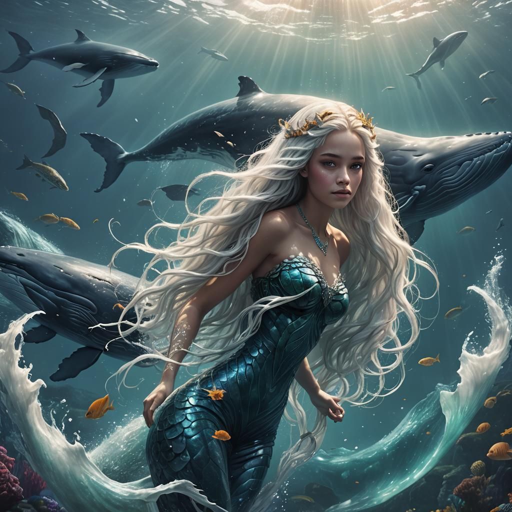 Mermaid and Whale: An Epic Underwater Scene