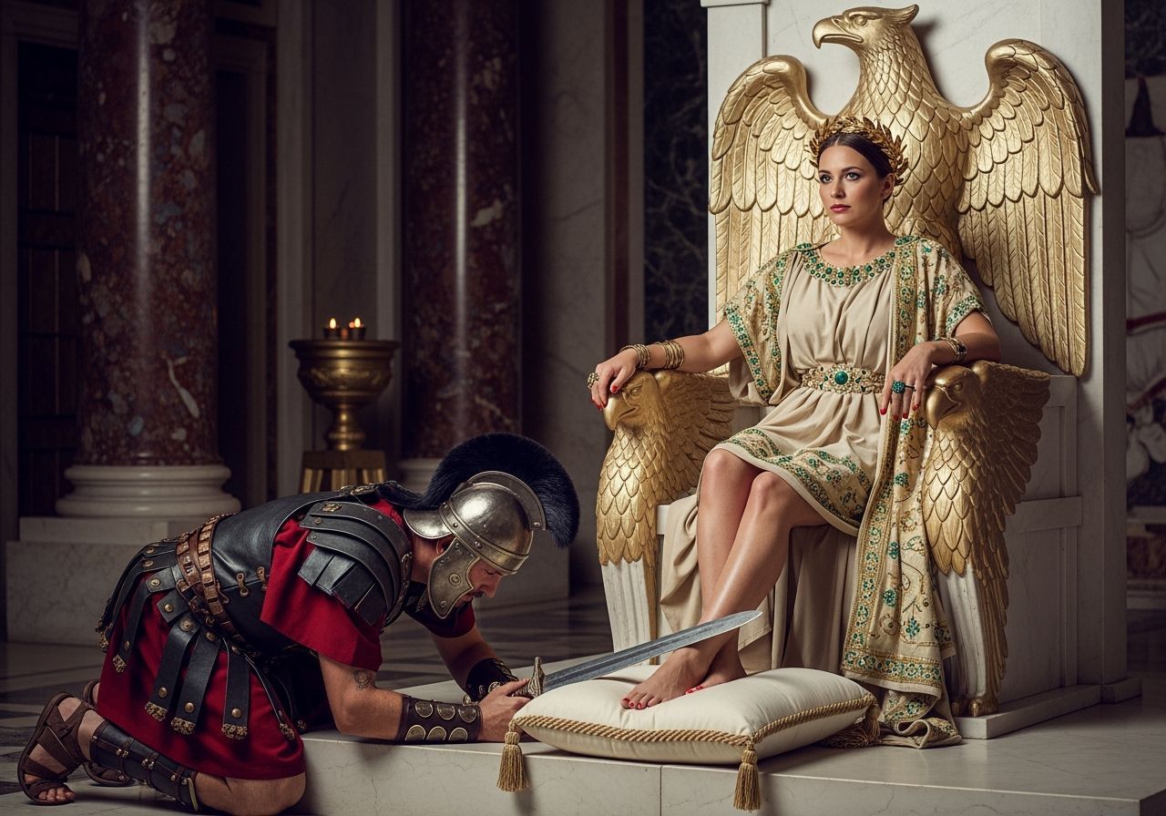Roman Empress on Eagle Throne in Palace