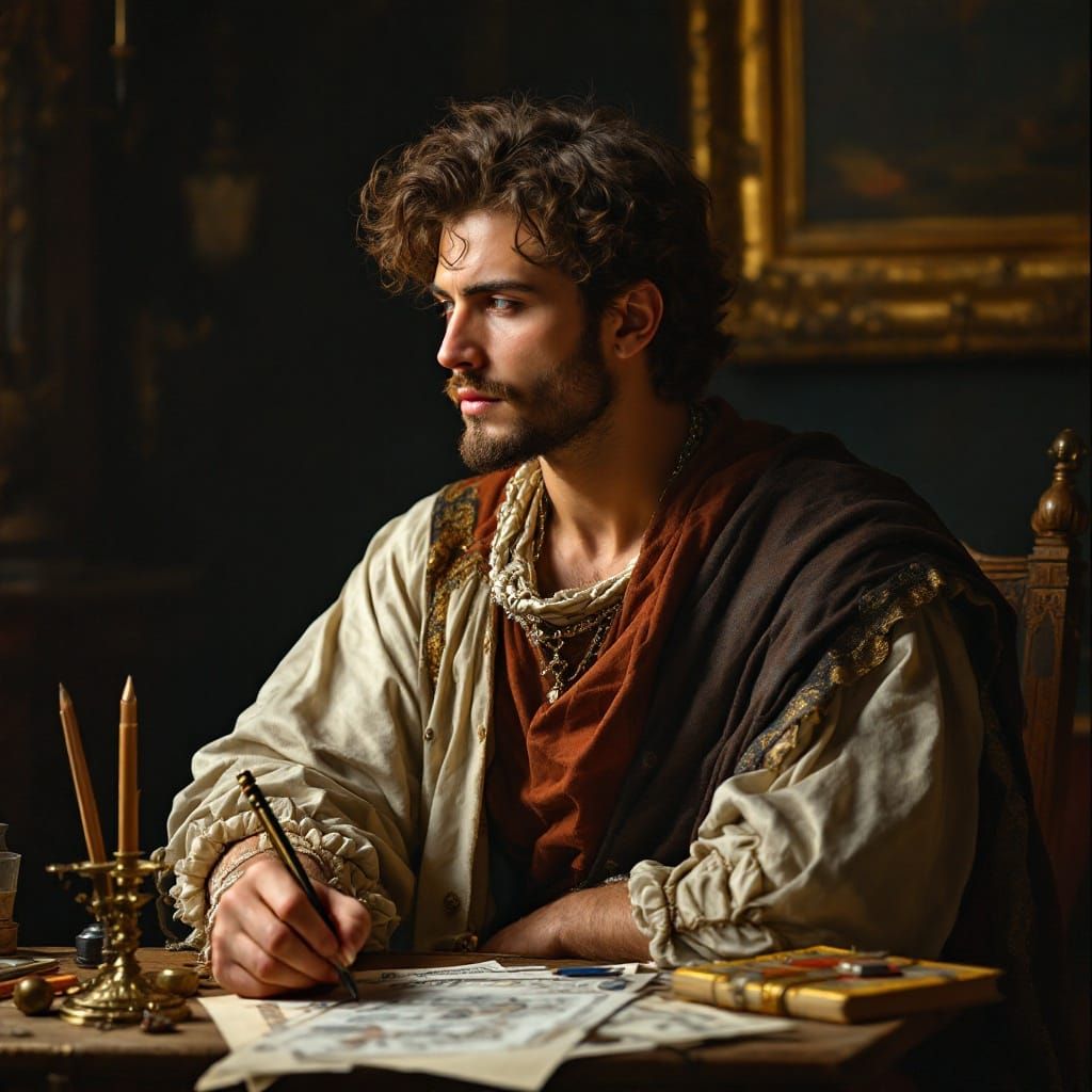 Elegant Renaissance Gentleman in Contemplation