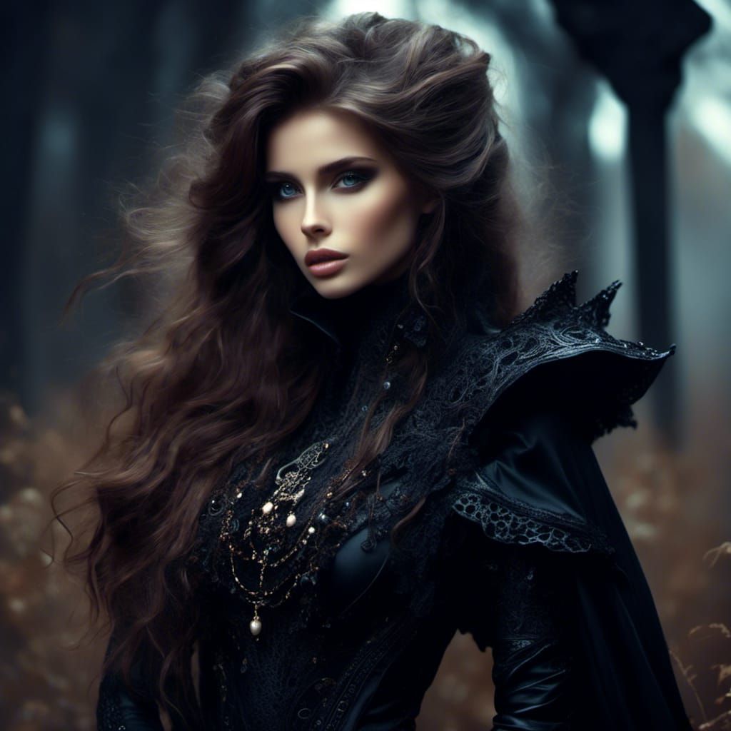 Gothic Woman Portrait in Royo-Giger Style