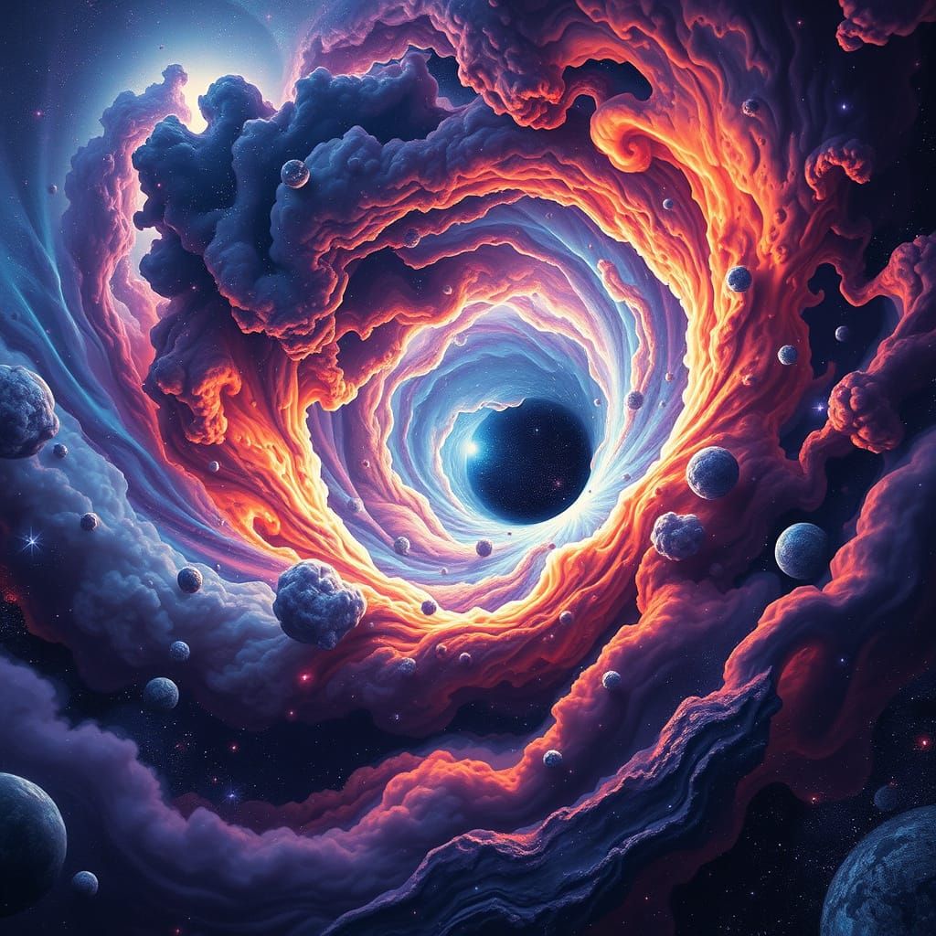 Vibrant Cosmic Vortex in Surrealist Style