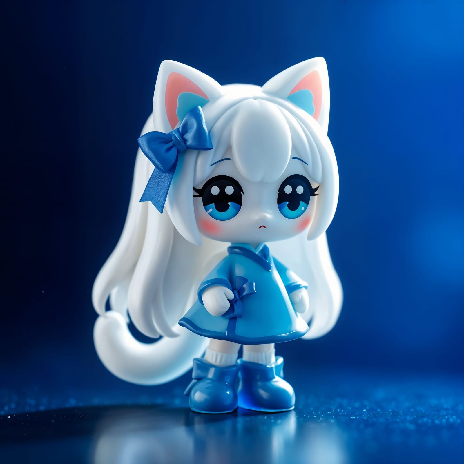 Adorable Gummy Catgirl in Blue Dress