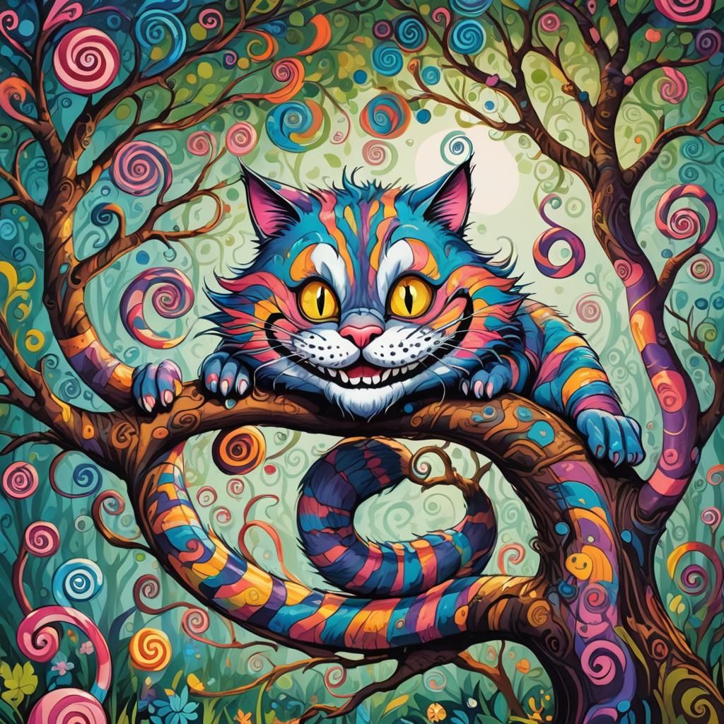 Cheshire Cat in Candyland Gouache Wonderland