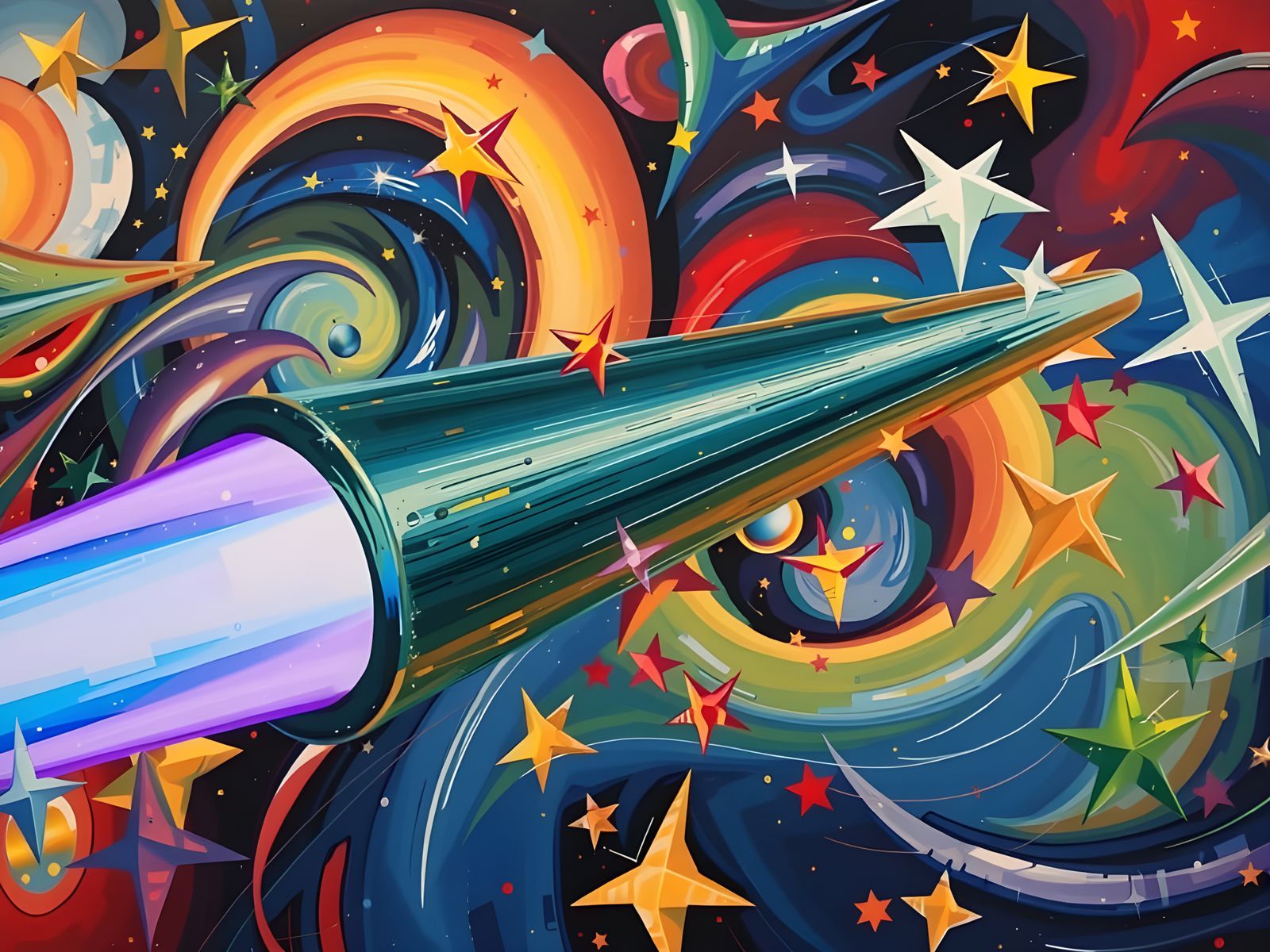 Sleek Mirror-Polished Cylinder with Iridescent Exhaust in Vo...