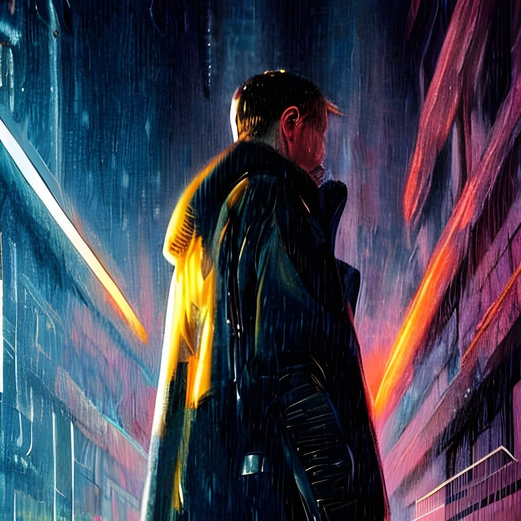 Dystopian Cityscape in Blade Runner Style