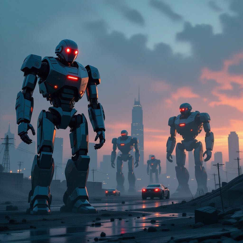 Hyper-Realistic Robots Conquer World in Cinematic Style