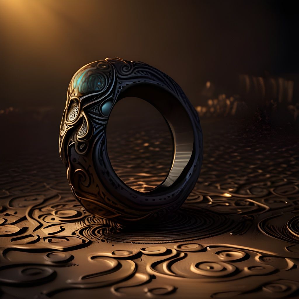 Cthulhu Engraved Black Ring in Dark Fantasy Style