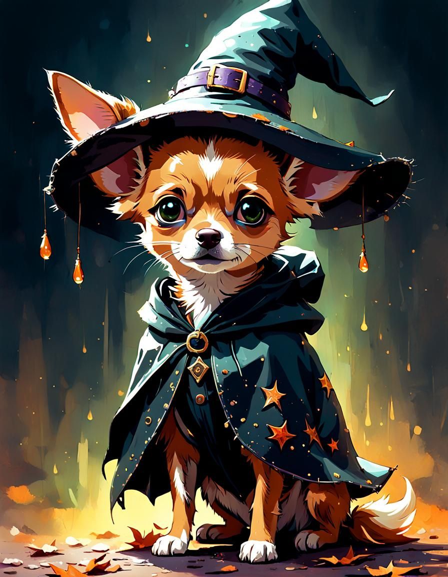 Chihuahua Witch Costume Digital Art