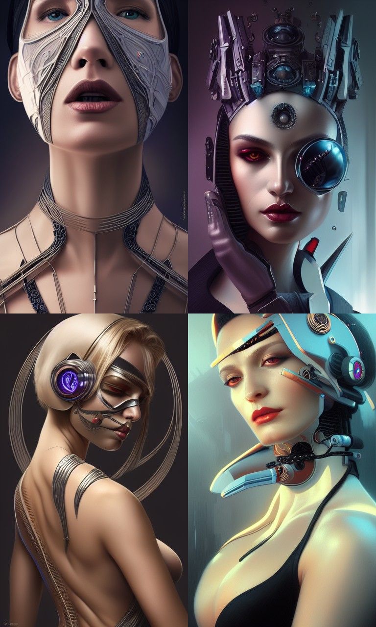 Seductive Cyberpunk Sheeva with Embedded Machine Parts