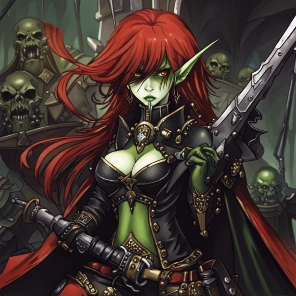 Anime Manga Female Goblin in Warhammer Style