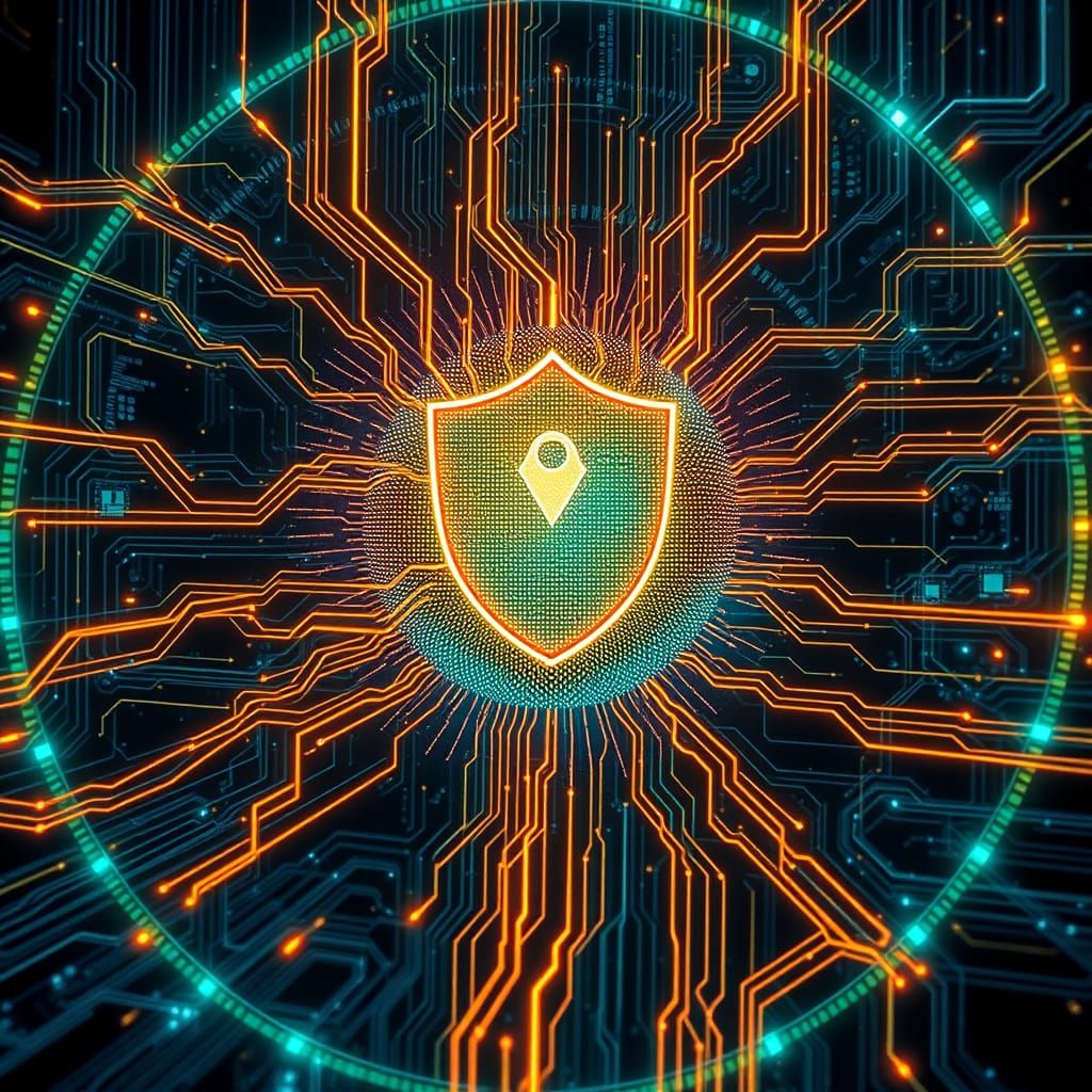 Cybersecurity Futurism in Neon Blue and Cyber Green