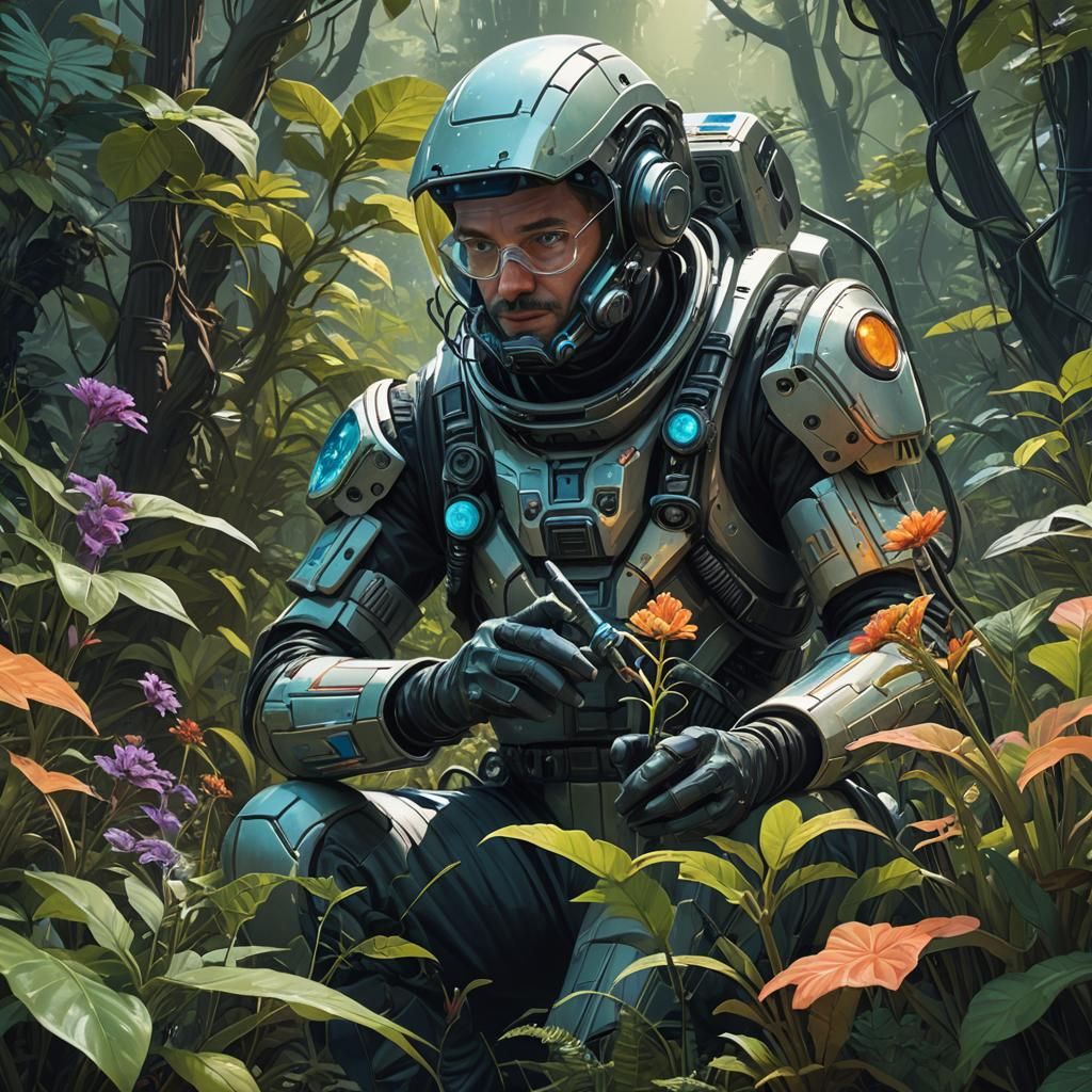 Astrobiology Researcher on Alien World: Fantasy Concept Art