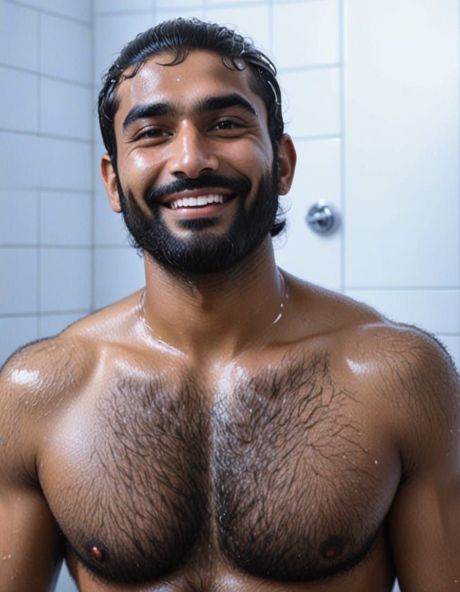 Hyper-Realistic Indian Man Post-Shower