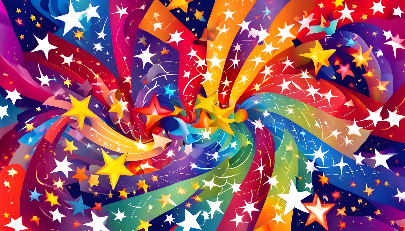 Celestial Vortex of Vibrant 5-Pointed Stars