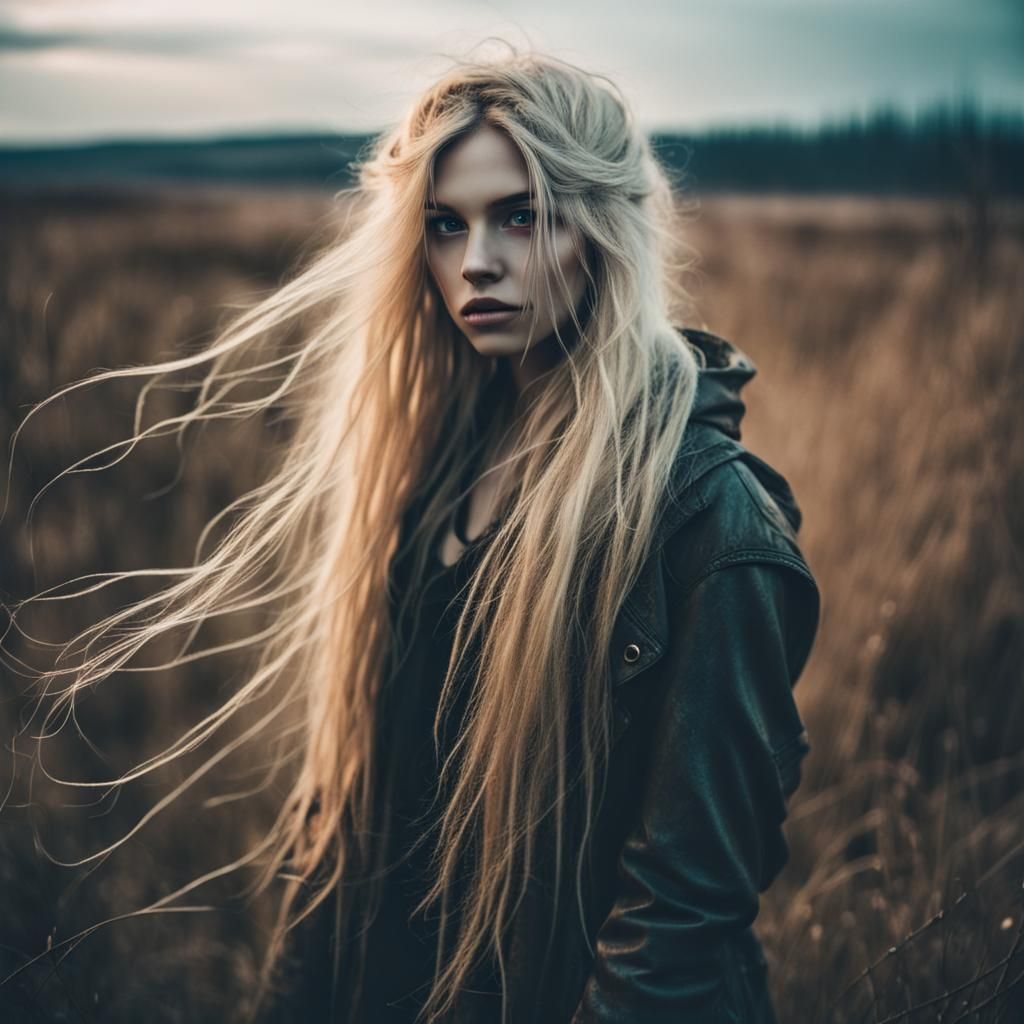 Lovecraftian Girl in Apocalyptic Landscape