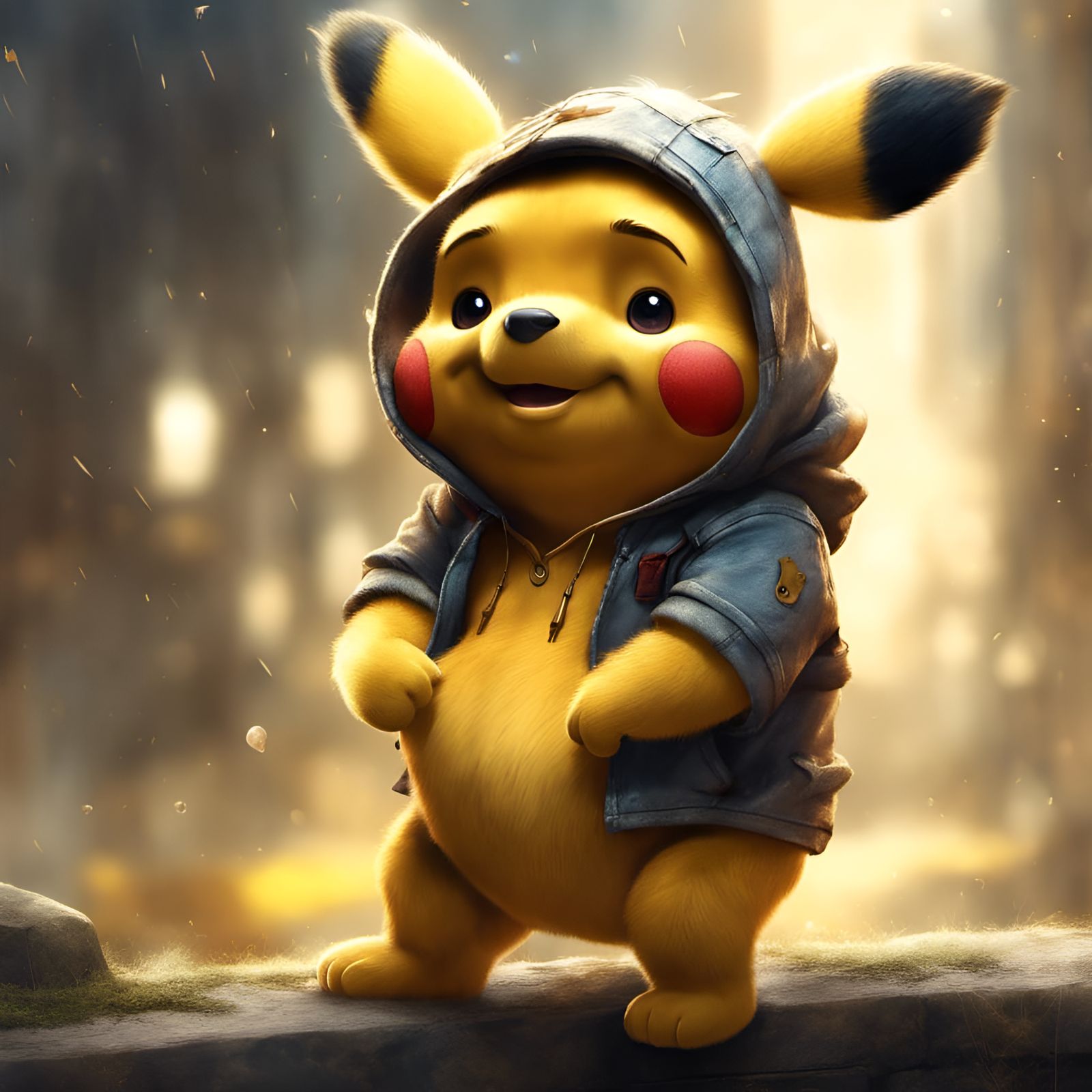 Winnie the Pooh as Pikachu in 3D Render