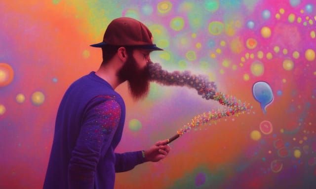 Hipster Smoking: Kinetic Pointillism Mixed Media Portrait