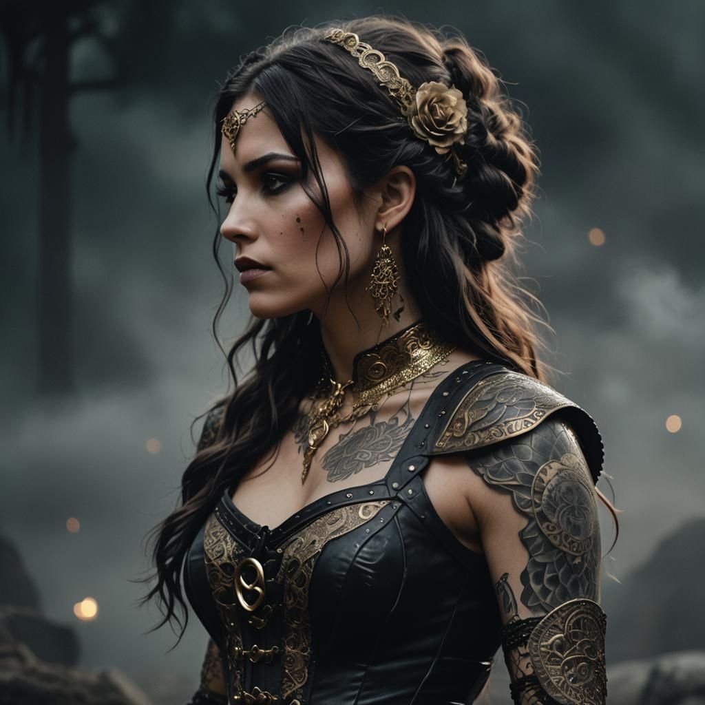 Gothic Gypsy Woman with Mystical Tattoos