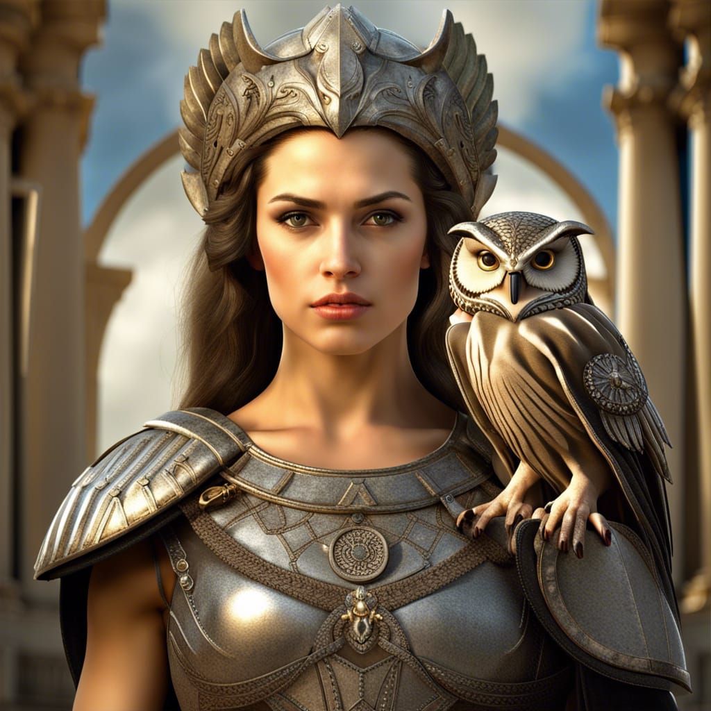 Athena holding Nyktimene