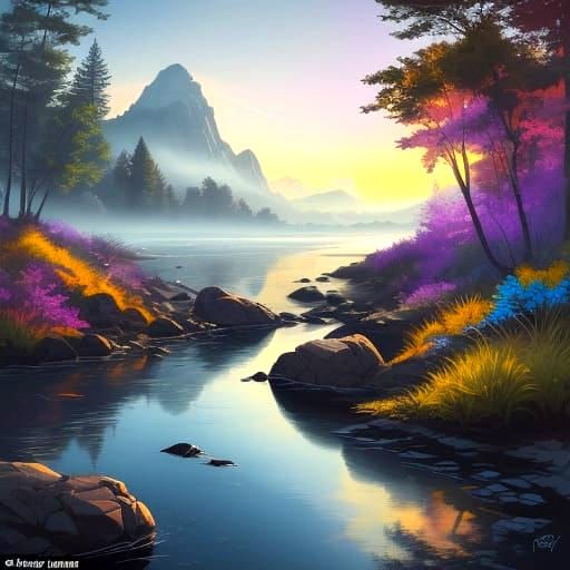 Surreal Sunset Masterpiece Over Exuberant Waterfront with Vi...