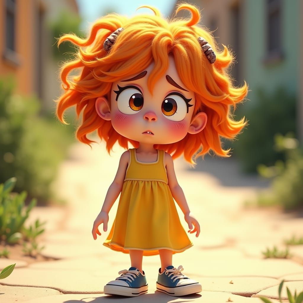 Expressive Portrait of Sofia with Orange Hair