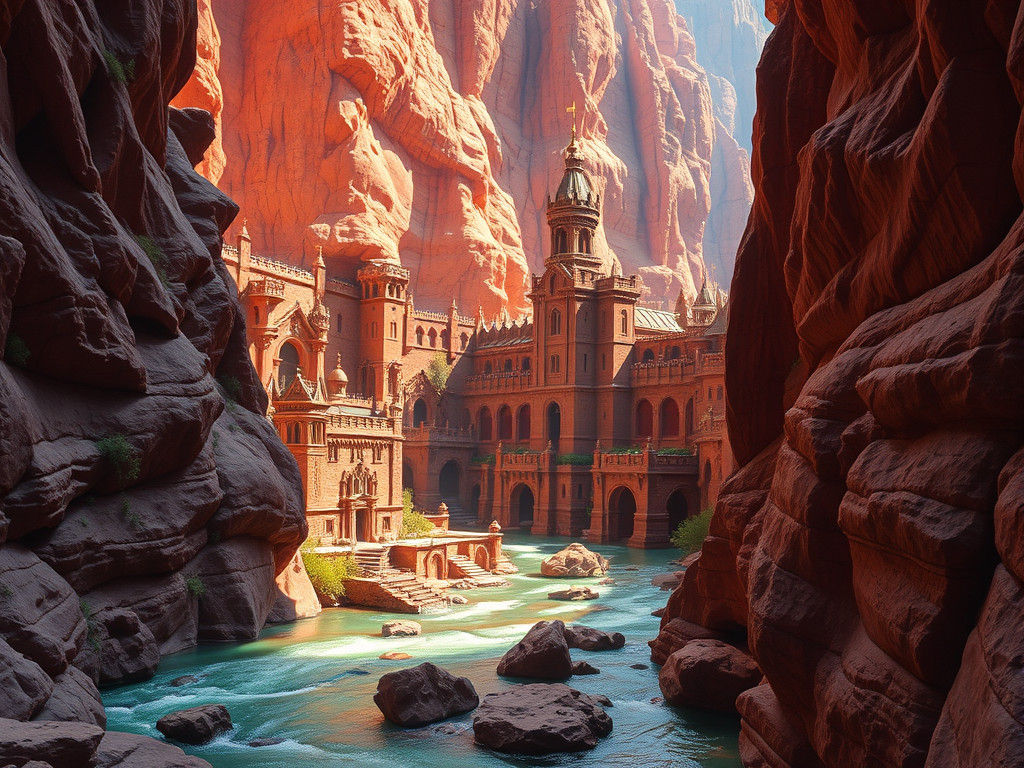 Fantasy City Carved into Canyon Wall