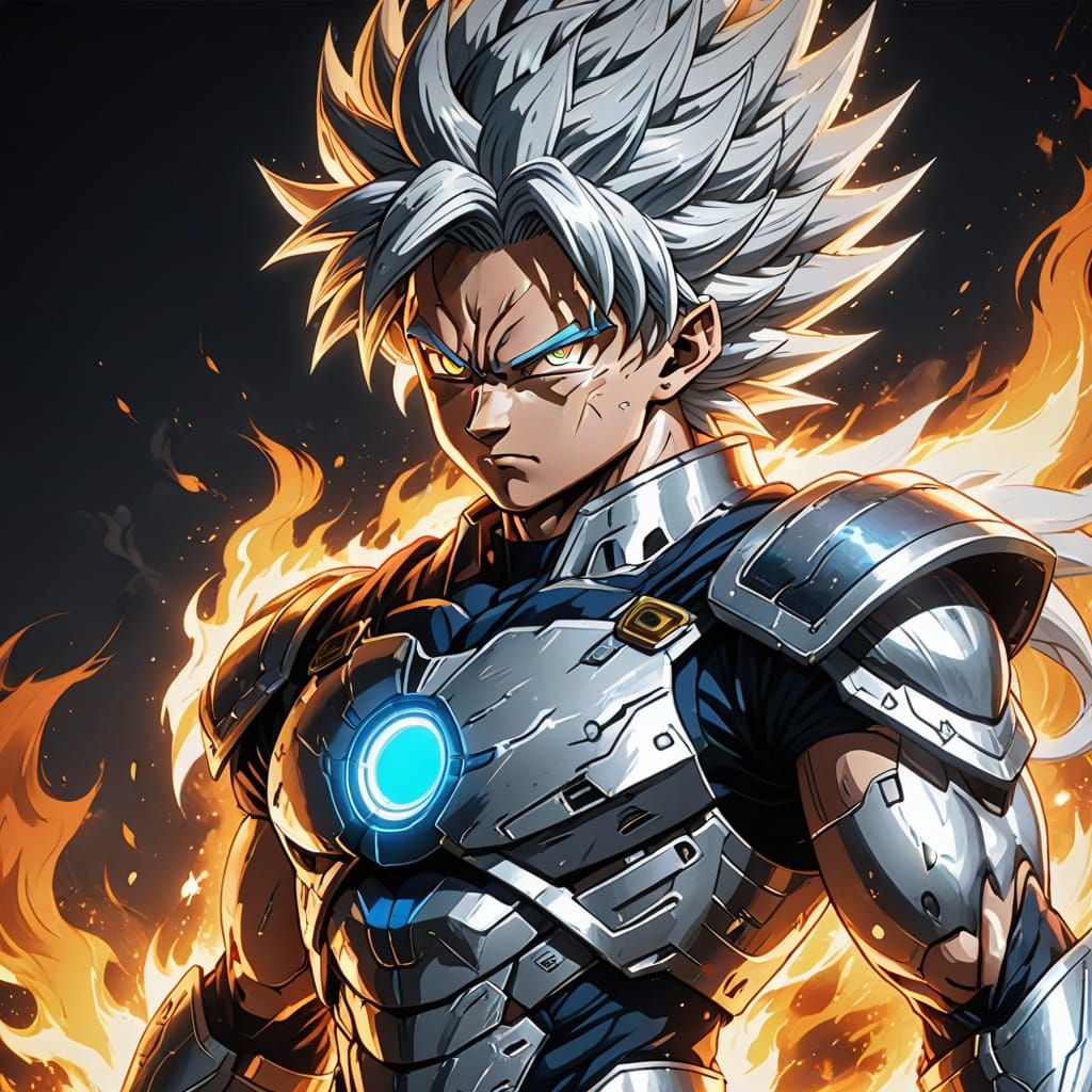 Monochrome Chalk Art Anime of a Ghostly Super Saiyan