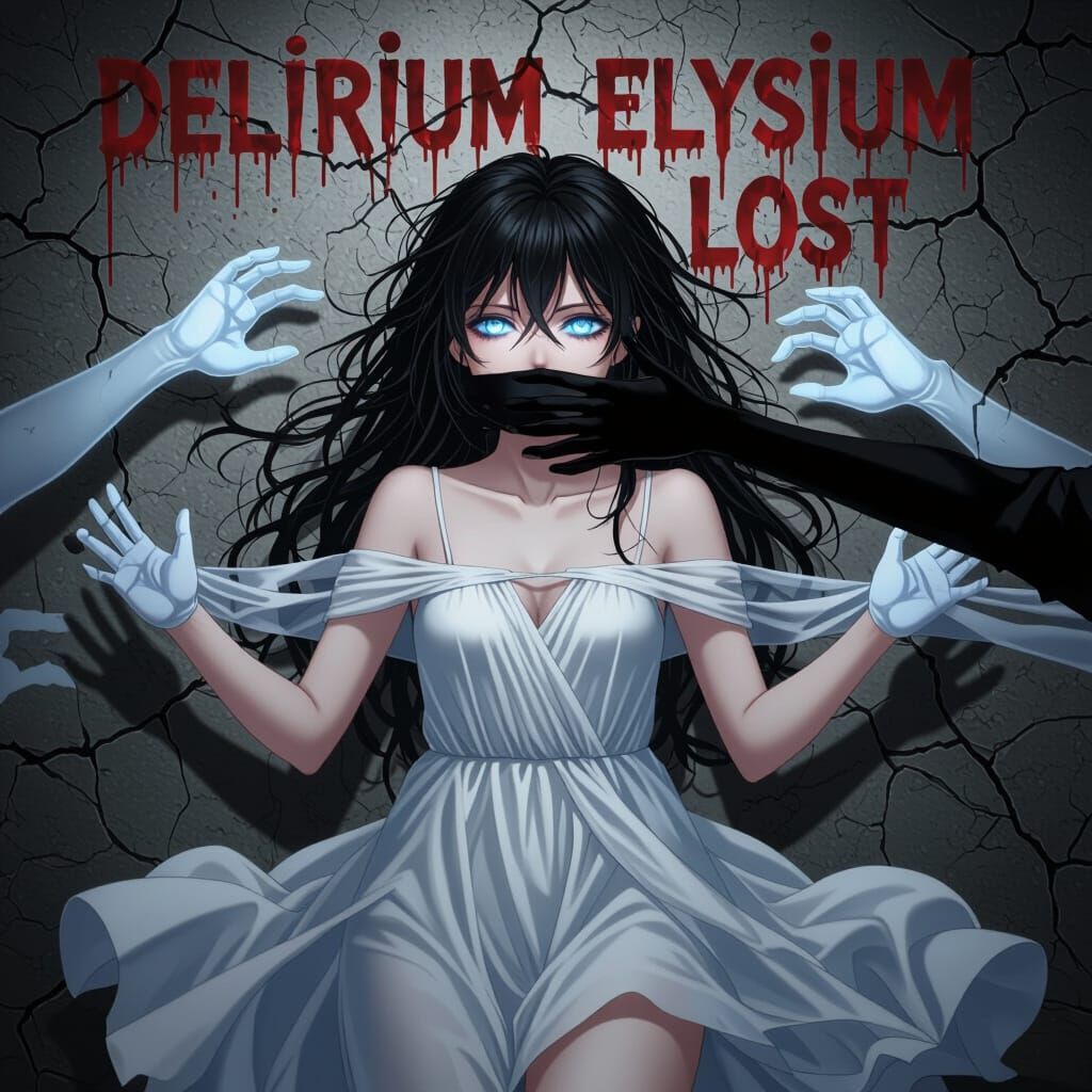 Anime-Style Book Cover: Woman Restrained by Ghostly Hands