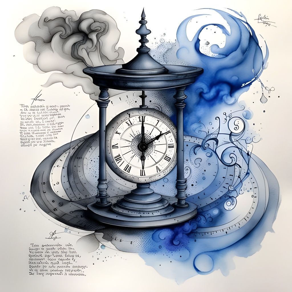 Surreal Time Devices in Blue Watercolour Ink