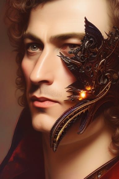 Victorian Vampire Portrait with Exploding Colors