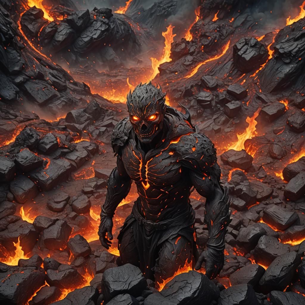 Lava Ash Figure: Fantasy Concept Art