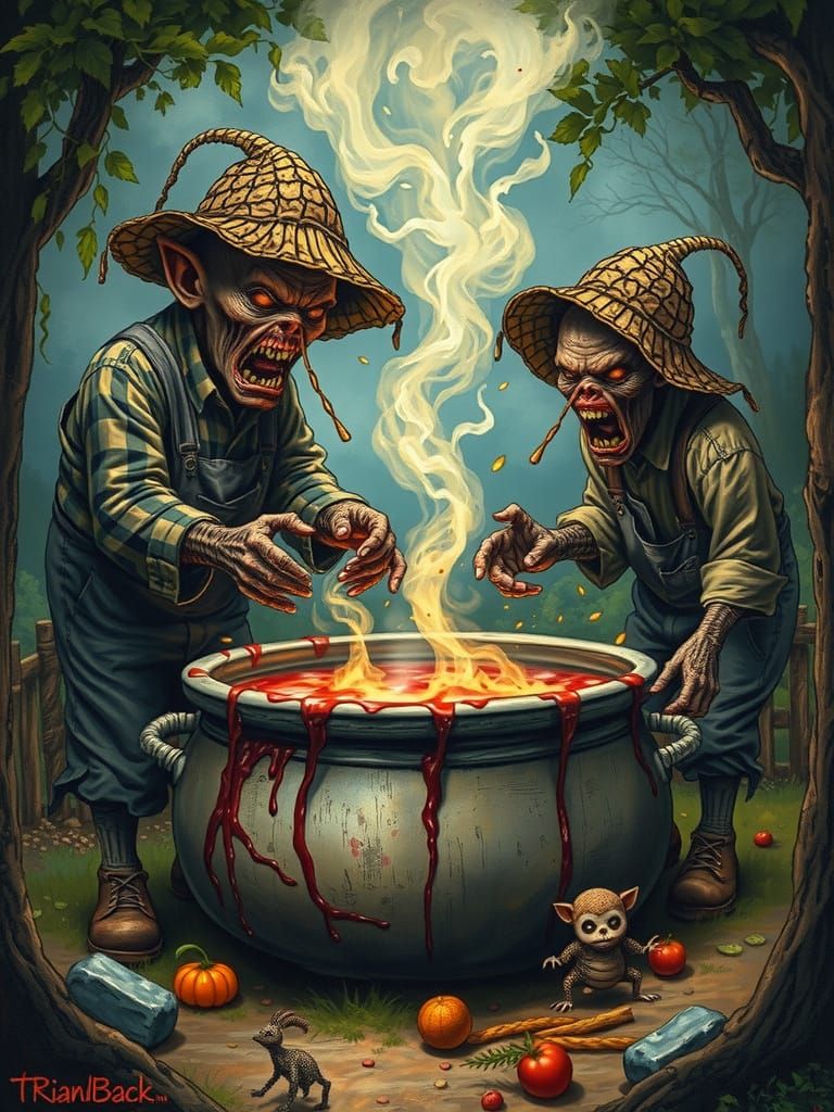 Mutant Hillbillies Cook a Stew in EC Comics Style