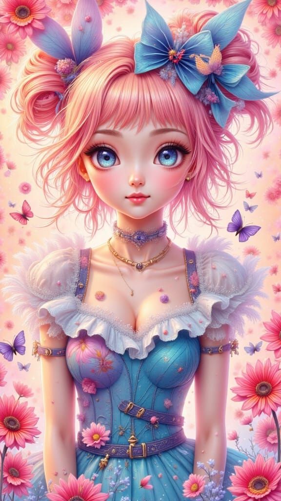 Twin-tailed Girl in Sailor Suit, Murakami Style