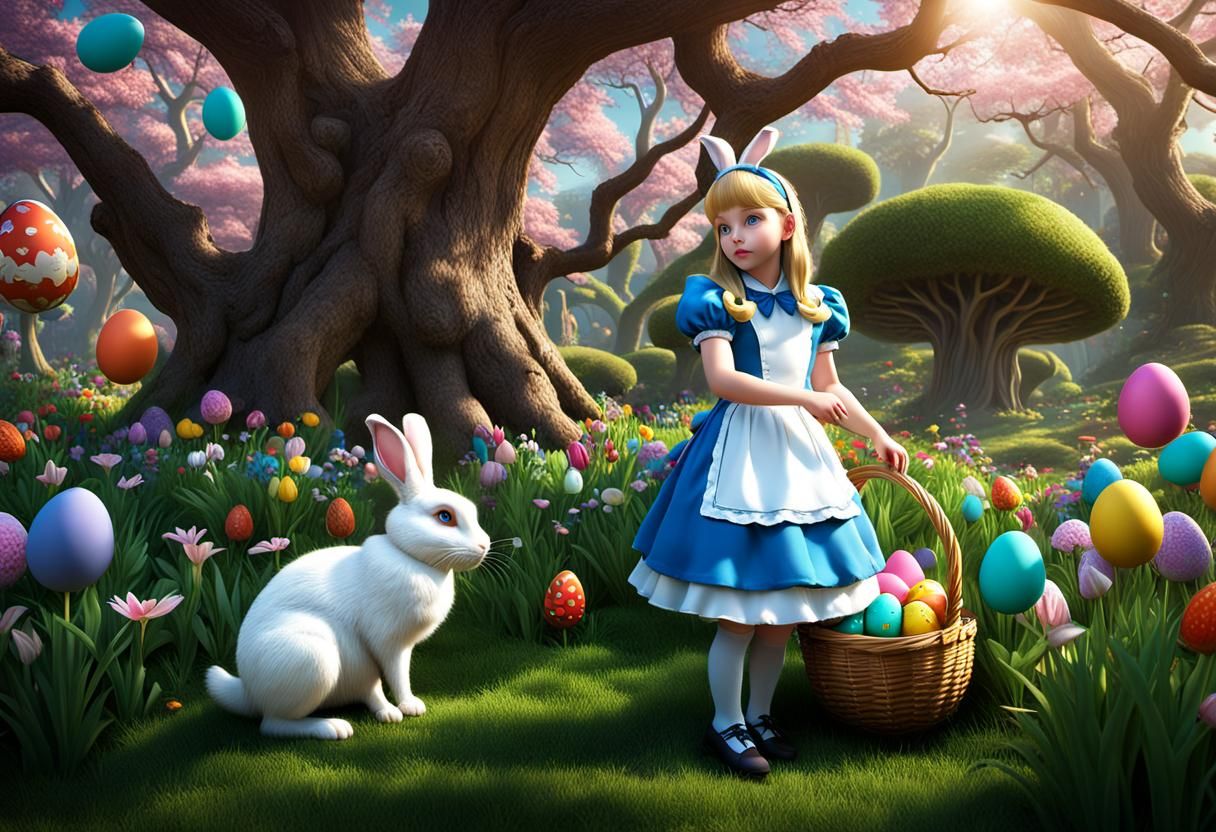 Alice and White Rabbit's Easter Egg Hunt