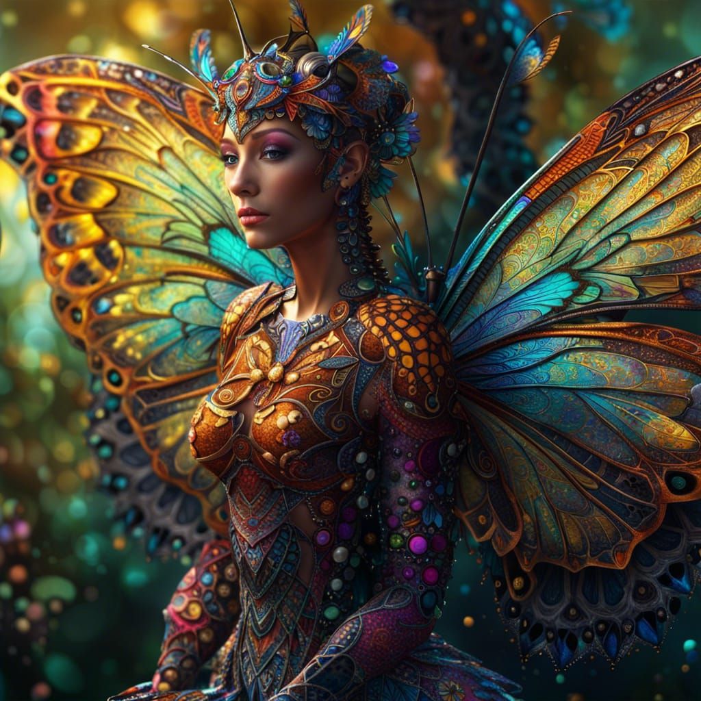 Butterfly with Dragonfly Wings in Pointillism Style