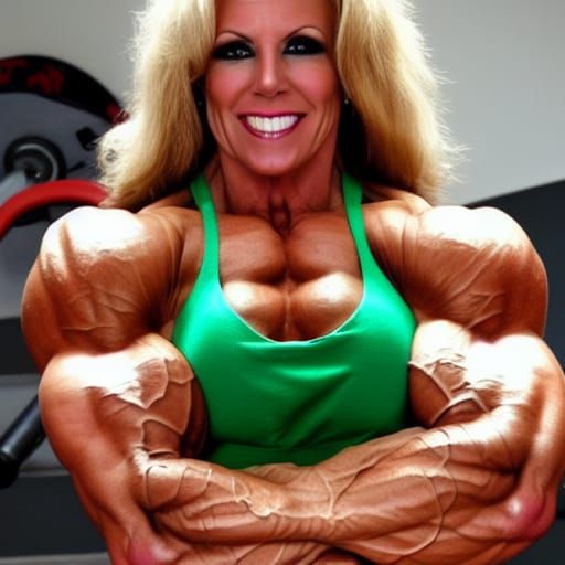 Extremely Muscular Female Bodybuilder with Ripped Physique