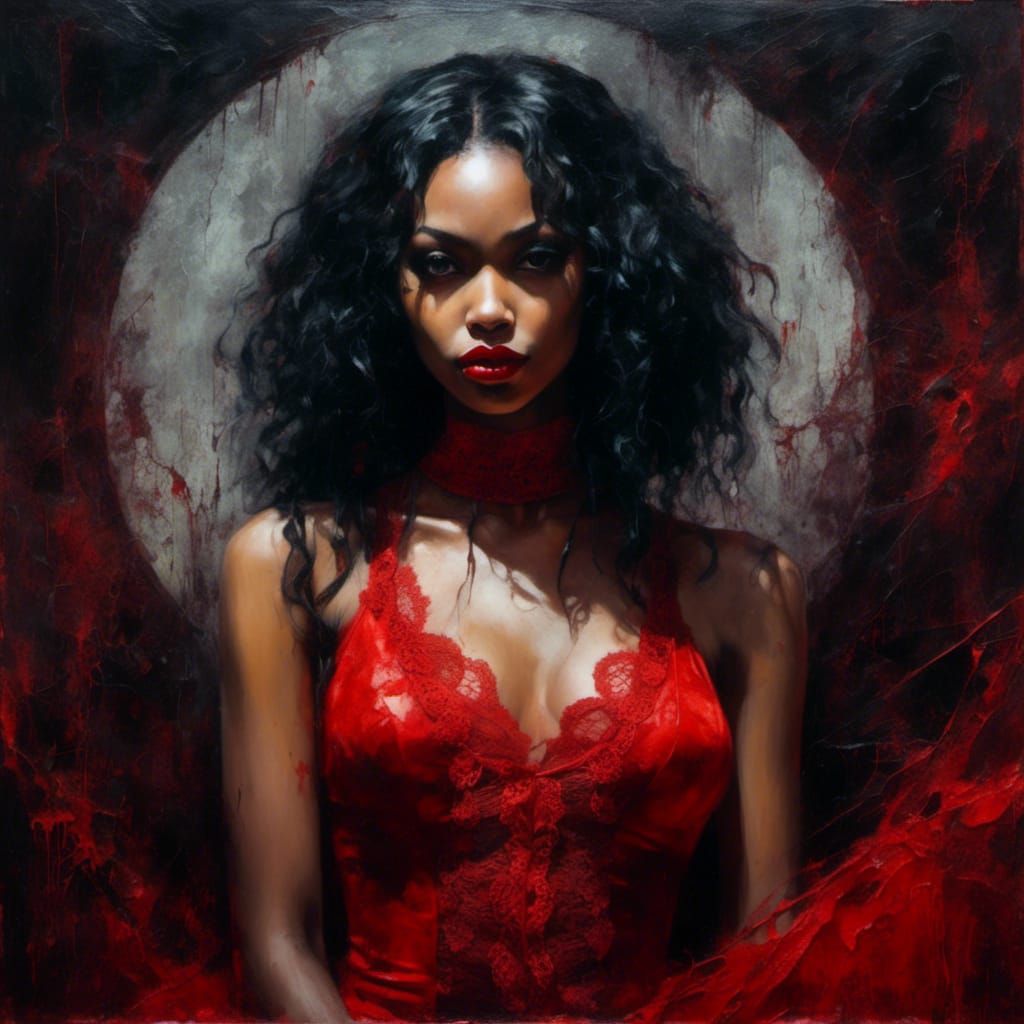 Gothic Vampire Basketball Fan in Oil Painting